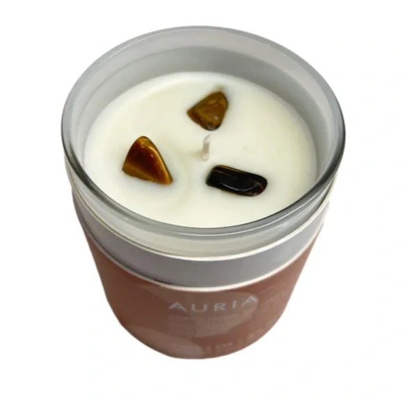 ✨Sold✨Auria Scented Crystal Soy Candle Tiger’s Eye 8.5 oz Sandalwood & Vetiver - Picture 2 of 9
